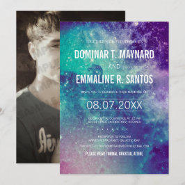 Foto Pastel Galaxy bruiloft uitnodiging