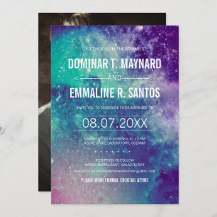 Foto Pastel Galaxy bruiloft uitnodiging