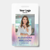 Foto Pastel Holografisch Modern Badge (Voorzijde)