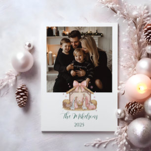Foto Pastel Kerststal Kerstmis Feestdagenkaart