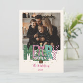 Foto Pastel Patchwork Prettig Kerstfeest Feestdagenkaart (Staand voorkant)