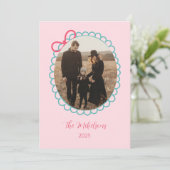Foto Pastel Schulpframe Kerstmis Feestdagenkaart (Staand voorkant)