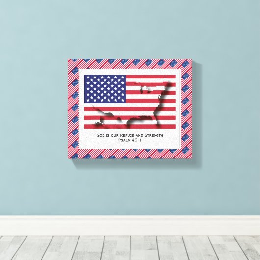  foto | Patriottisch | AMERIKAANSE VLAG Canvas Afdruk (Insitu (Houten vloer))