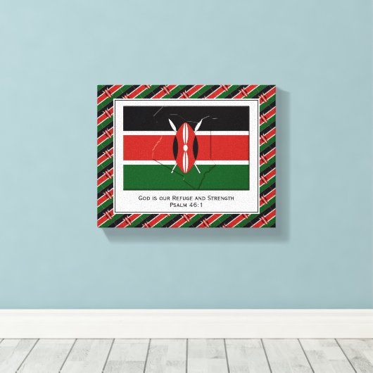  foto | Patriottisch | KENIAANSE VLAG Canvas Afdruk (Insitu (Houten vloer))