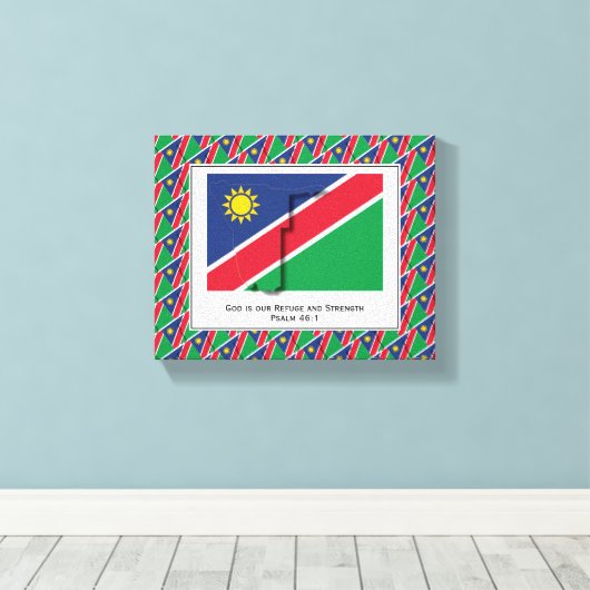  foto | Patriottisch | NAMIBIA FLAG Canvas Afdruk (Insitu (Houten vloer))