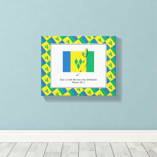  foto | Patriottisch | VLAG ST VINCENT Canvas Afdruk (Insitu (Houten vloer))