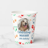 Foto Paw Print Hond Verjaardagsfeest Papieren Bekers (Achterkant)