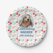  Foto Paw Print Hond Verjaardagsfeest Papieren Bordje (Voorkant)
