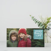Foto - Peace Love and Joy - Light Blue Feestdagenkaart (Staand voorkant)