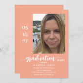 Foto Peach Graduation Party Uitnodiging (Voorkant / Achterkant)
