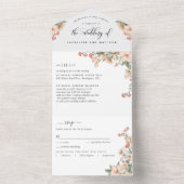 Foto, peach koral Botanical Weddenaar off RSVP All In One Uitnodiging (Binnen)