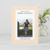 Foto Peach Polka Dots Afstuderen Aankondiging (Staand voorkant)
