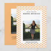 Foto Peach Polka Dots Afstuderen Aankondiging (Voorkant / Achterkant)