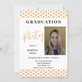 Foto Peach Polka Dots Graduation Party Uitnodiging