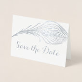 Foto Peacock Save the Date Typography Silver Foil Folie Kaarten (Voorkant)
