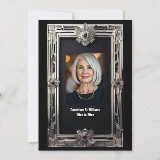  foto Pensioen Afscheid Zilver Zwart Kaart (Voorkant)