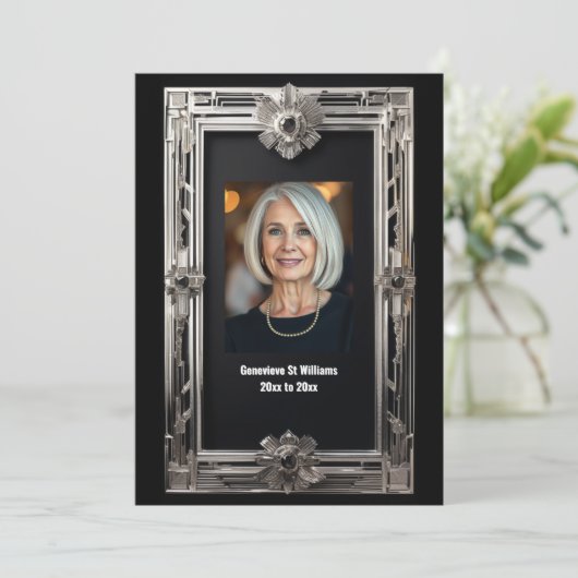  foto Pensioen Afscheid Zilver Zwart Kaart (Staand voorkant)