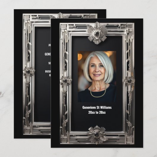  foto Pensioen Afscheid Zilver Zwart Kaart (Voorkant / Achterkant)