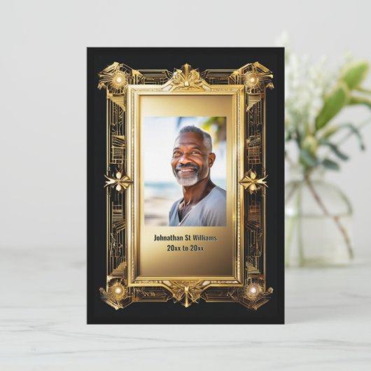 foto Pensioen Afscheidsfeest Retro Chic Kaart (Staand voorkant)