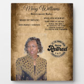 Foto pensioen Award Plaque Fotoplaat (Voorkant)