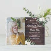 Foto Pensioen Partij in ruste Wood Witte Bloemen Kaart (Staand voorkant)