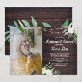 Foto Pensioen Partij in ruste Wood Witte Bloemen Kaart (Voorkant / Achterkant)