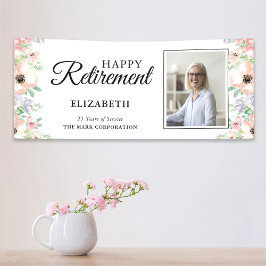 Foto Pensioenfeest Elegante Pastel Bloemen Spandoek