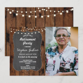 Foto Pensioenpartij Rustic Lights Wood Chalk Kaart