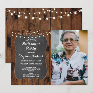 Foto Pensioenpartij Rustic Lights Wood Chalk Kaart