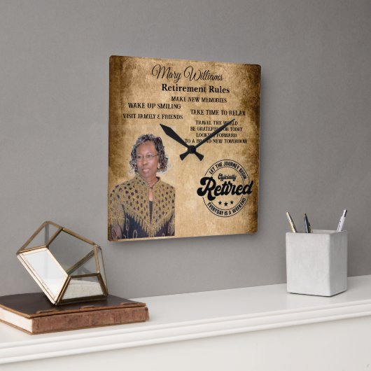 Foto pensionering vierkante klok (Kantoor)