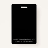 Foto Pers Pass Zwart Wit ID Badge (Achterkant)