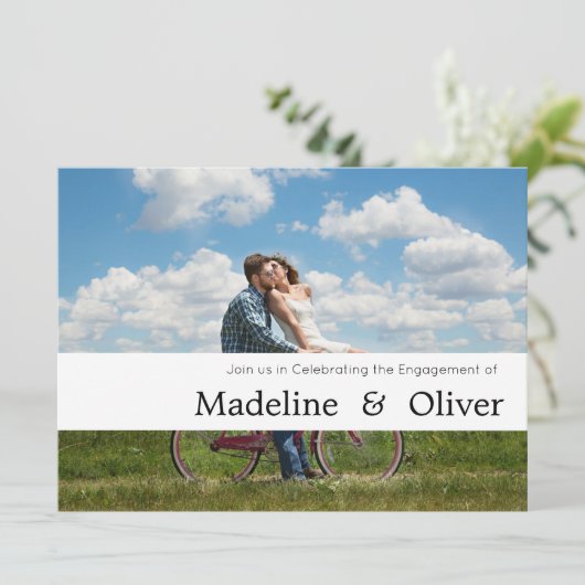 Foto Personal Modern Typography Banner Verloving Save The Date (Staand voorkant)