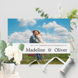 Foto Personal Modern Typography Banner Verloving Save The Date