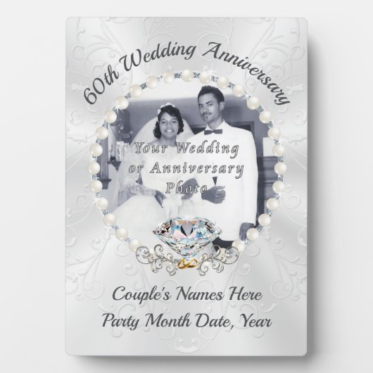 Foto Personaliseer 60th Wedding Jubileum Plaques Fotoplaat (voorkant)