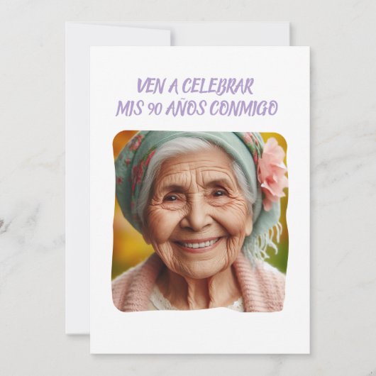 Foto Personalizada 90 Años Fiesta de Cumpleaños Kaart (Voorkant)
