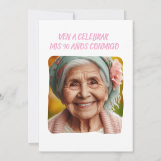 Foto Personalizada 90 Años Fiesta de Cumpleaños Kaart