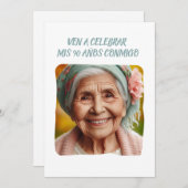 Foto Personalizada 90 Años Fiesta de Cumpleaños Kaart (Voorkant / Achterkant)