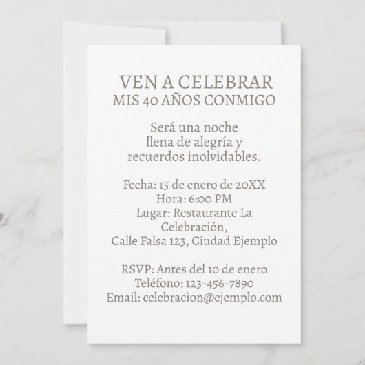 Foto Personalizada Invitación de 40 Años Aztec Kaart (Achterkant)