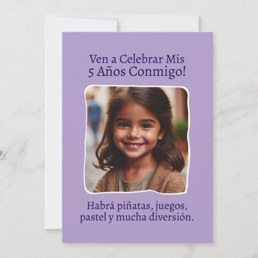 Foto Personalizada Mis 5 Años Cumpleaños Cinco Kaart (Voorkant)