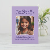 Foto Personalizada Mis 5 Años Cumpleaños Cinco Kaart (Staand voorkant)