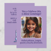 Foto Personalizada Mis 5 Años Cumpleaños Cinco Kaart (Voorkant / Achterkant)