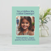 Foto Personalizada Mis 5 Años Cumpleaños Cinco Kaart (Staand voorkant)