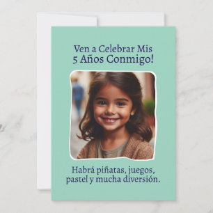Foto Personalizada Mis 5 Años Cumpleaños Cinco Kaart