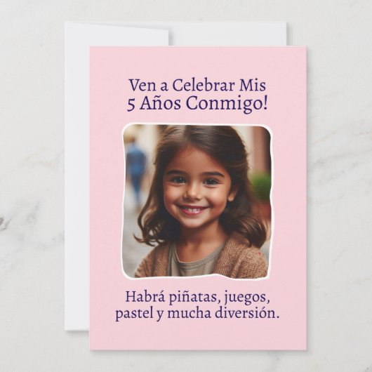 Foto Personalizada Mis 5 Años Cumpleaños Cinco Kaart (Voorkant)