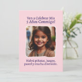 Foto Personalizada Mis 5 Años Cumpleaños Cinco Kaart (Staand voorkant)