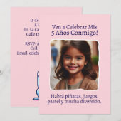 Foto Personalizada Mis 5 Años Cumpleaños Cinco Kaart (Voorkant / Achterkant)