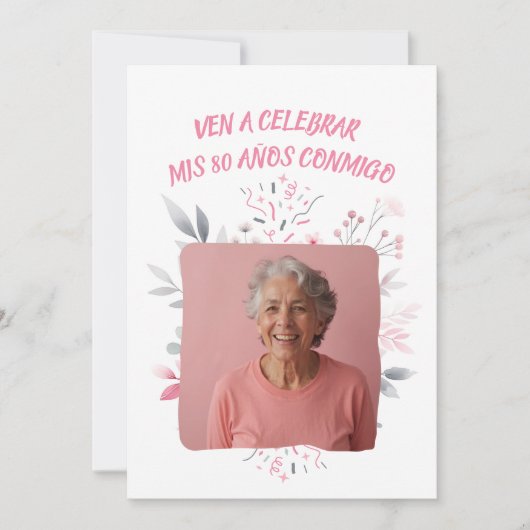 Foto Personalizada Mis 80 Años - 80 jaar Custom Kaart (Voorkant)