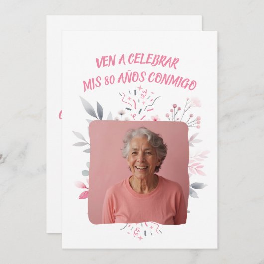 Foto Personalizada Mis 80 Años - 80 jaar Custom Kaart (Voorkant / Achterkant)