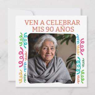 Foto Personalizada Mis 90 Años Fiesta Kaart