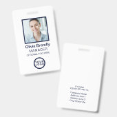 Foto Personeels ID Naam Badge | Navy Wit (Voor- en achterkant)
